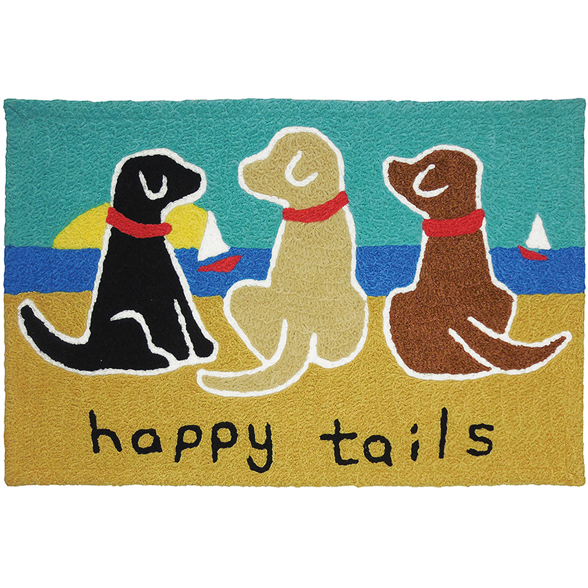 Jellybean 20 in. W x 30 in. L Multicolored Surfer Dude Dog Polyester Rug