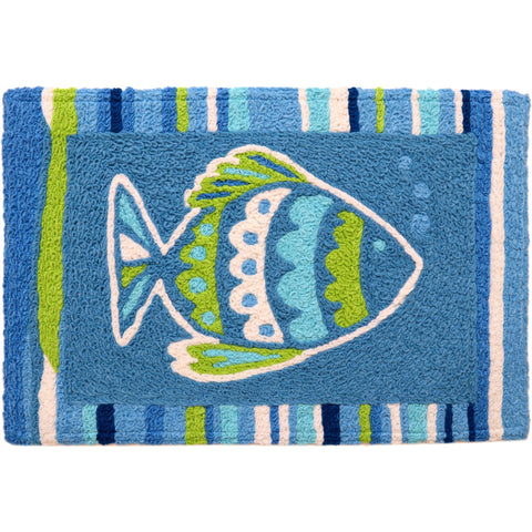 Jellybean Jazzy Blue Fish 20"x30" Washable Accent Rug