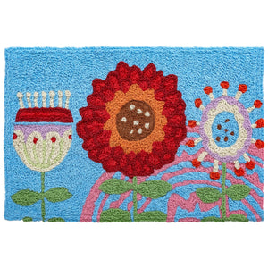 Kaleidoscope Floral Jellybean Accent Washable Rug 20" x 30"