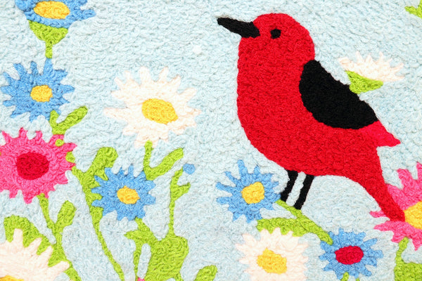 Jellybean Red Bird & Daisies 20"x30" Washable Accent Rug