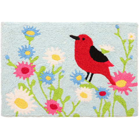 Jellybean Red Bird & Daisies 20"x30" Washable Accent Rug