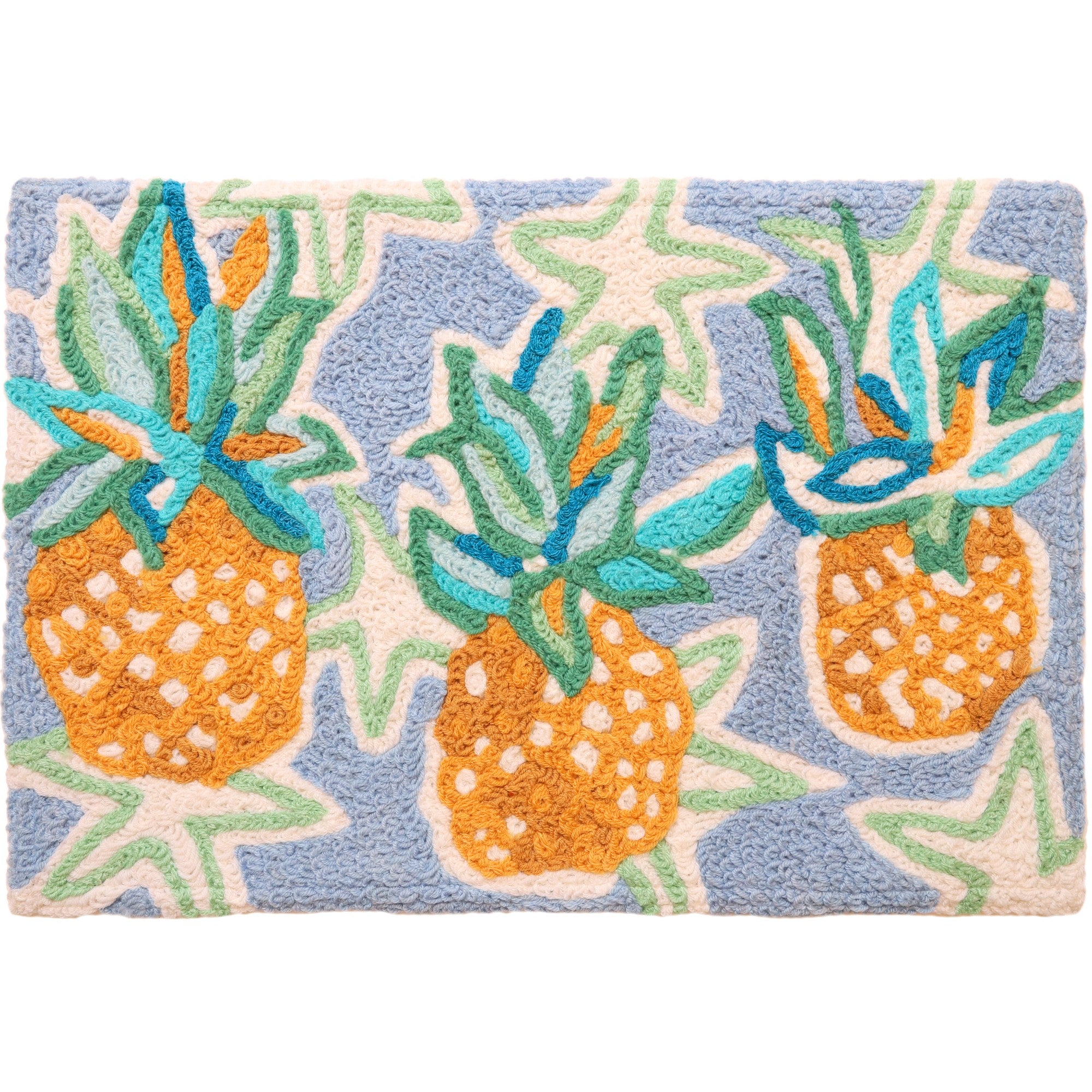 Jellybean Tropical Pineapples & Starfish 20"x30" Washable Accent Rug