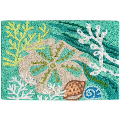 Beach Sand Dollar Jellybean Accent Washable Rug 20" x 30"