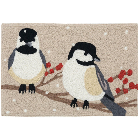 Winterberries & Chickadees Jellybean Accent Washable Rug 20" x 30"