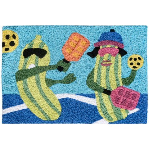 Pickleball Couple Jellybean Accent Washable Rug 20" x 30"