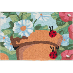 Jellybean Ladybugs on Clay Pot 20"x30" Washable Accent Rug