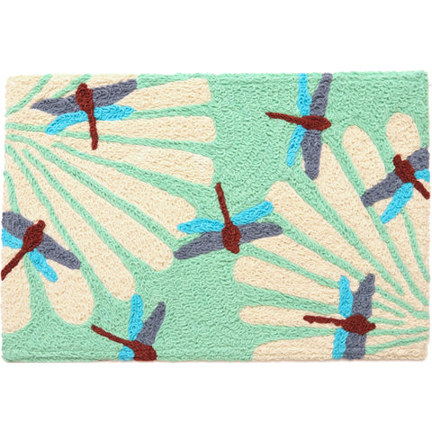 Jellybean Dragonflies on White Flowers 20"x30" Washable Accent Rug