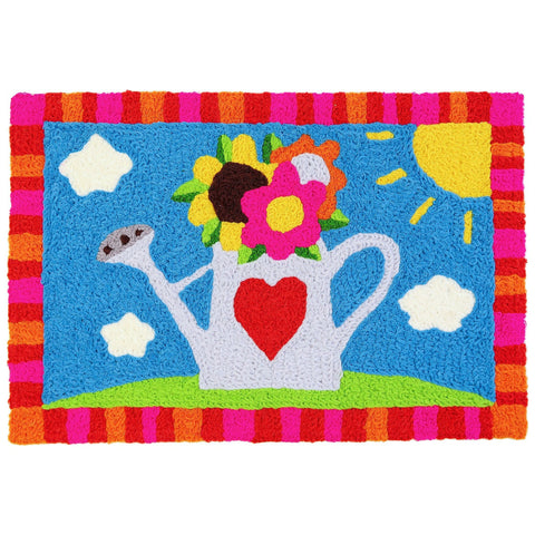 Flowering Watering Can Jellybean Accent Floral Rug 20" x 30" Door Mat