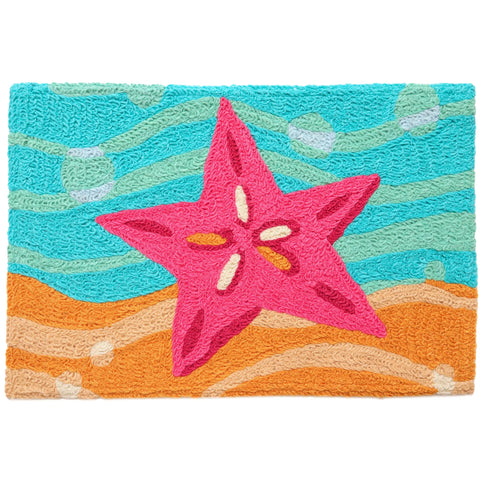 Jellybean Pink Starfish & Bubbles 20"x30" Washable Accent Rug