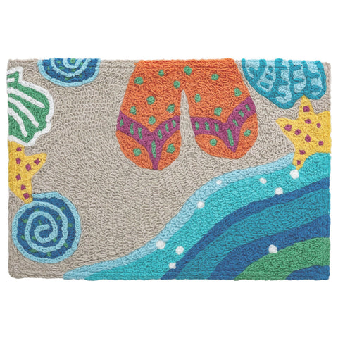 Seaside Sandals Beach Themed Jellybean Accent Rug 20" x 30" Door Mat