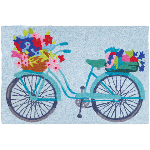 Flower Basket On Bicycle  20" X 30" Jellybean Rug