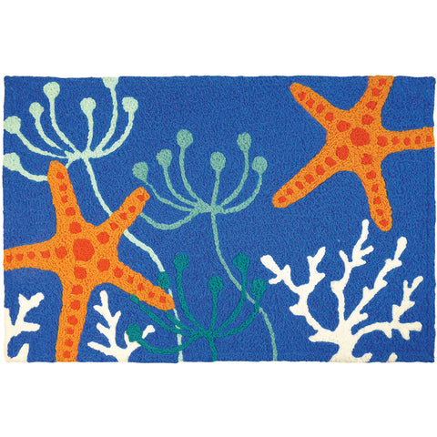 Starfish On Royal Blue  20" X 30" Jellybean Rug