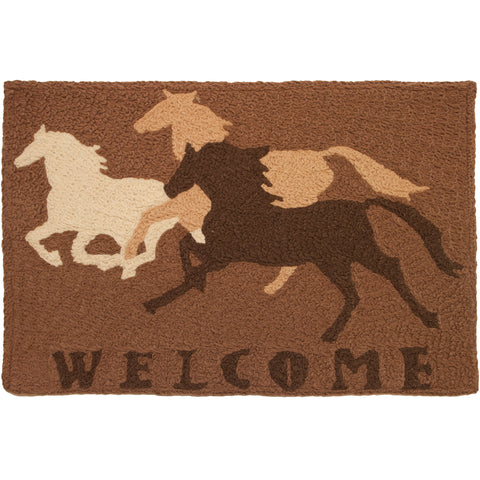 Welcome Horses  20" X 30" Jellybean Rug