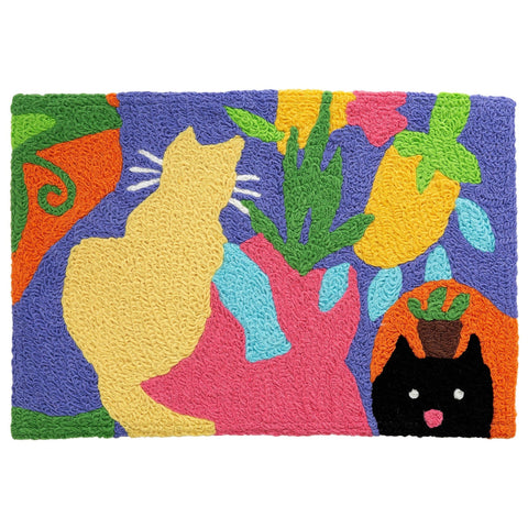 What's That? Cat Themed Jellybean Accent Rug with Cats 20" x 30" Door Mat