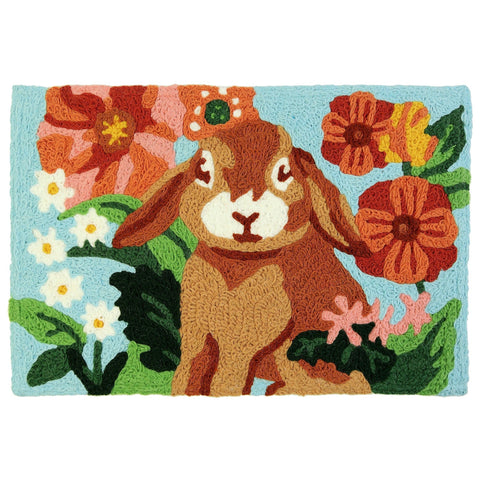 Bunny Love Jellybean Accent Floral Rug with Flowers  20" x 30" Door Mat