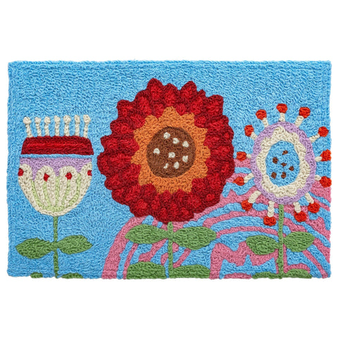 Kaleidoscope Floral Jellybean Accent Rug with Flowers 20" x 30" Door Mat