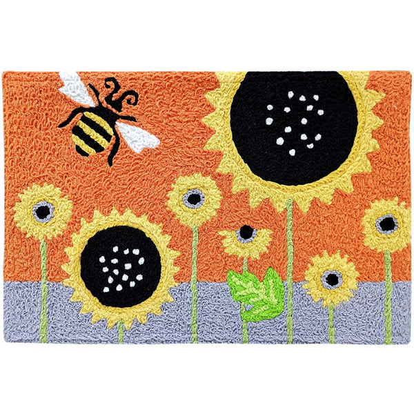 Jellybean Bumble Bee & Sunflower 20"x30" Washable Accent Rug