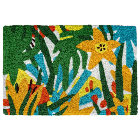 Palm & Flower Thatch Jellybean Accent Floral Rug with Flowers 20" x 30" Door Mat