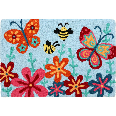 Jellybean Butterfly and Bee Garden 20"x30" Washable Accent Rug