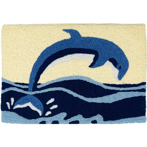 Jellybean Dolphin Breach 20"x30" Washable Accent Rug