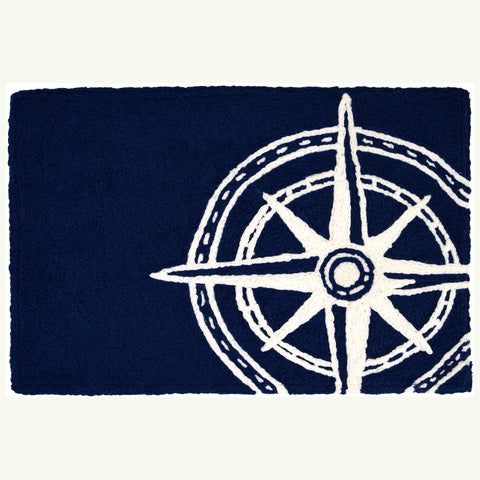 Navy Compass  20" X 30" Jellybean Rug