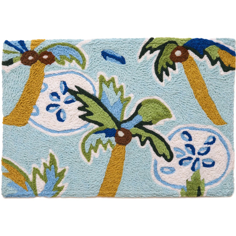 Jellybean Tropical Palms & Sand Dollars 20"x30" Washable Accent Rug