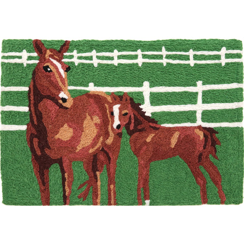 Jellybean Kentucky Mare & Foal 20"x30" Washable Accent Rug