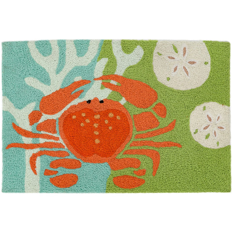 Jellybean Coastal Red Crab with Coral 20"x30" Washable Accent Rug