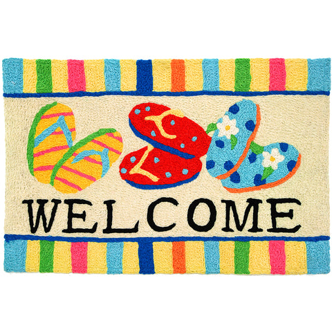 Flip Flop Welcome  20" X 30" Jellybean Rug