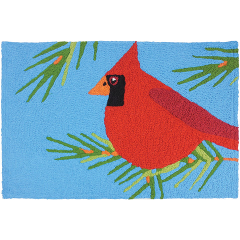 Cardinal Perched in Pines 20" X 30" Jellybean Rug