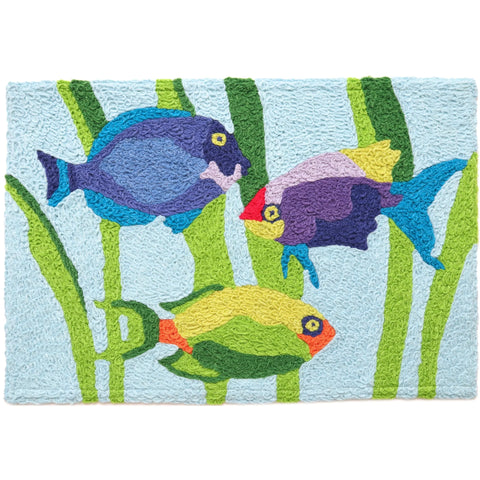 Jellybean Colorful Tropical Fish 20"x30" Washable Accent Rug