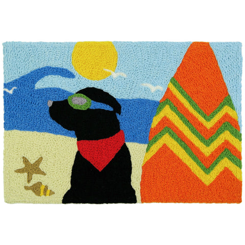 Surfer Dude Dog Jellybean Accent Rug 20"x 30" Washable Accent Rug