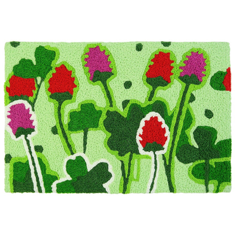 Field of Clover Jellybean Accent Floral Rug with Flowers 20" x 30" Door Mat